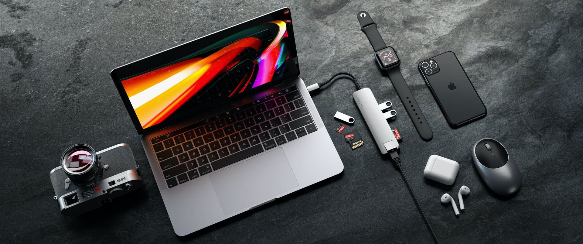 SATECHI - Type-C Slim Multiport with Ethernet Adapter - Space Gray