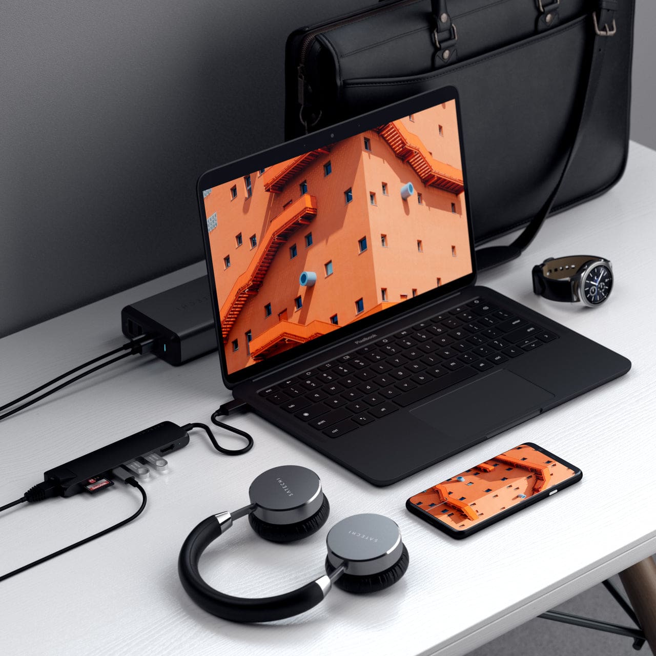 SATECHI - Type-C Slim Multiport with Ethernet Adapter - Space Gray