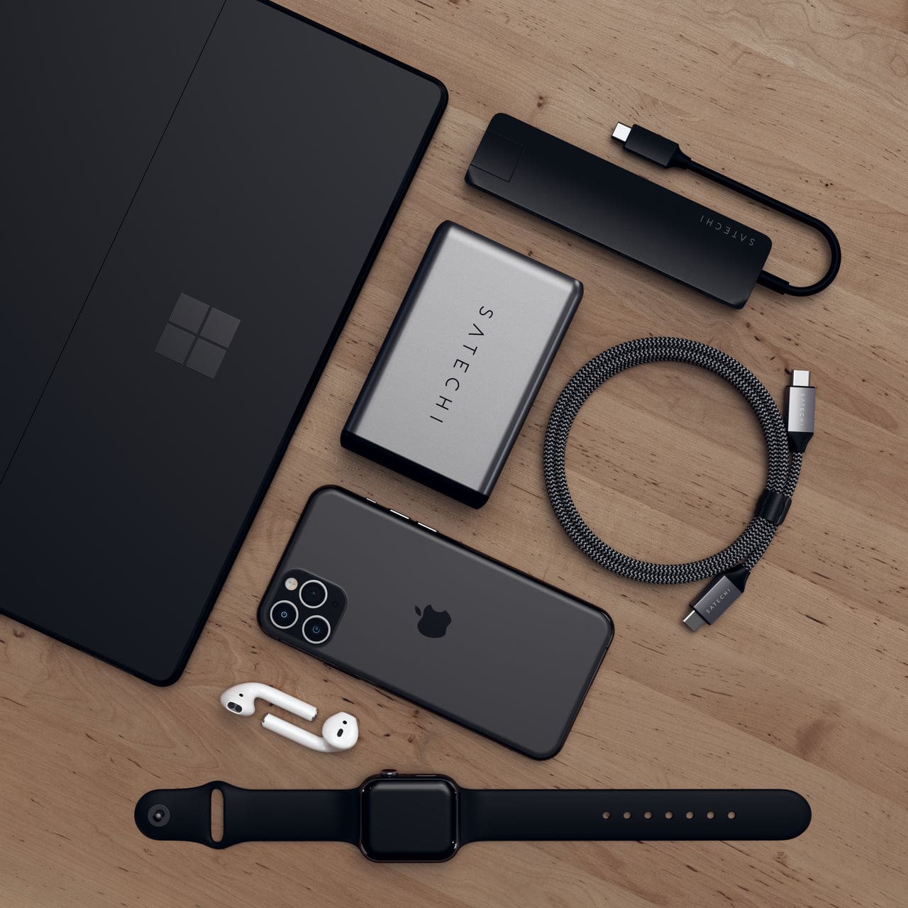 SATECHI - Type-C Slim Multiport with Ethernet Adapter - Space Gray