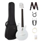 Enya NOVA Go SP1 Carbon Fiber Acoustic Electric Guitar with Smart AcousticPlus 35 Inch Travel Acustica Guitarra Starter Bundle Kit of Gig Bag, Strap, Strings, Charging Cable, Instrument Cable(