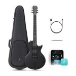 Enya Nova Go Sonic Electric Guitar - Black Carbon Fiber Smart Electric Guitar with 10W Wireless Speaker, Integrated Presets, Charging Cable, Adjuster Key and Gigbag