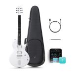 Enya Nova Go Sonic Electric Guitar - White Carbon Fiber Smart Electric Guitar with 10W Wireless Speaker, Built-in Presets, Charging Cable, Adjuster Key and Cover