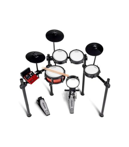 Alesis Electronic Drum Set, Dual Zone Silent Mesh Pad, 500+ BFD Sounds, Bluetooth, USB, MIDI Drumeo Lessons, Drumsticks, Double Kick Support, Alesis Nitro Pro
