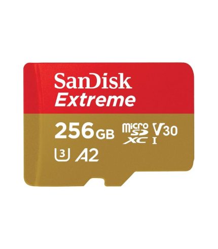 SanDisk Extreme microSD UHS I Card 256GB for 4K Video on Smartphones,Action Cams,Drones 190MB/s Read,130MB/s Write