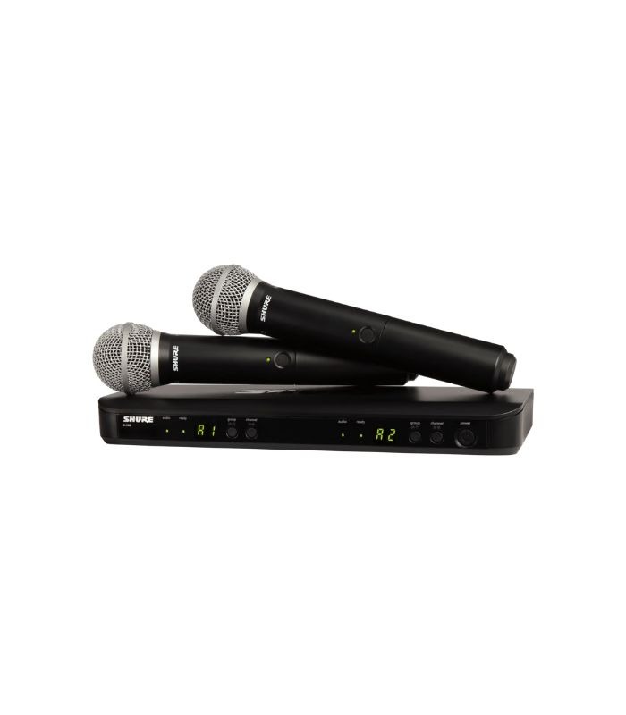 BLX288PG58 (1) نظام صوتي غنائي لاسلكي مزدوج شور بي إل إكس٢٨٨ يو كيه/بي جي ٥٨ - إتش٨إي مع جهازي إرسال محمولين باليد بي جي ٥٨ - الصورة 1