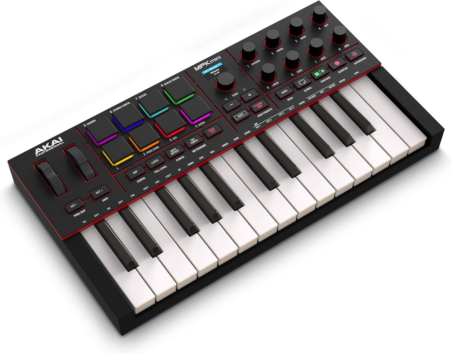 Akai Professional MPK Mini IV USB-C MIDI Keyboard Controller for Beginners and Producers - MPC Drum Pads, 360° Knobs, Pitch & Mod Wheels, Lessons and Music Production Software with 1000+ Sounds,