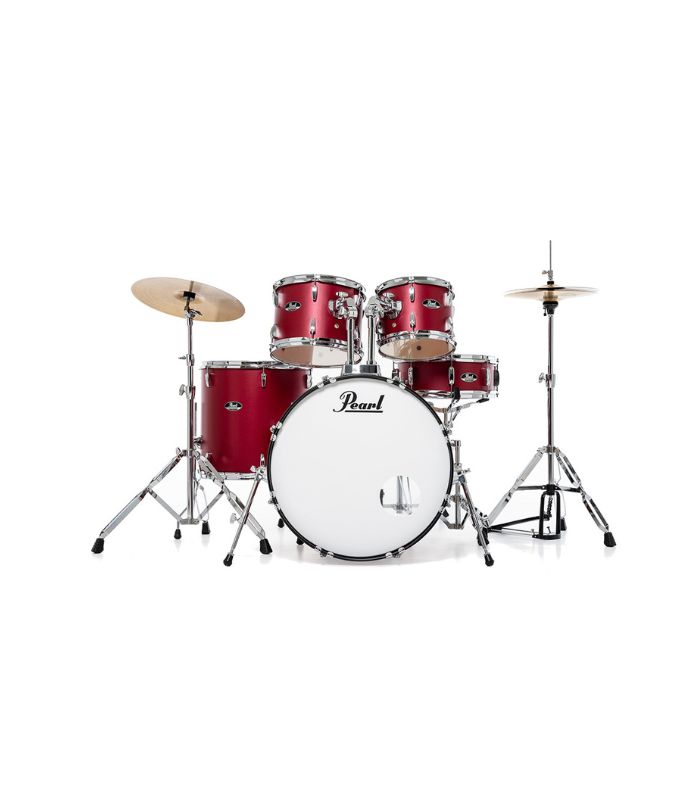 RS525SCC#747 (3) Pearl Roadshow 5pc Drum Set 2216B/1008T/1209T/1616F/1455S with Cymbal & Hardware Matte Red Finish - Image 1