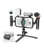 SmallRig All-in-One Universal Quick Release Phone Video Rig Kit Pro, Phone Stabilizer Rig Kit with LED Light Microphone QR Tripod Dual Handles Power Bank Holder, for Creator & Live Streaming - 4704