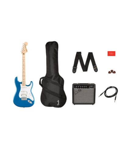 Fender - SQUIER 372820602 Affinity Series Stratocaster HSS Pack, Maple Fingerboard, Lake Placid Blue, Gig Bag, 15G - 230V EU