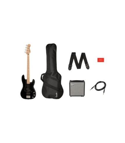 Fender - SQUIER 372981606 Affinity Series™ Precision Bass® PJ Pack, Maple Fingerboard, Black, Gig Bag, Rumble 15 - 230V EU