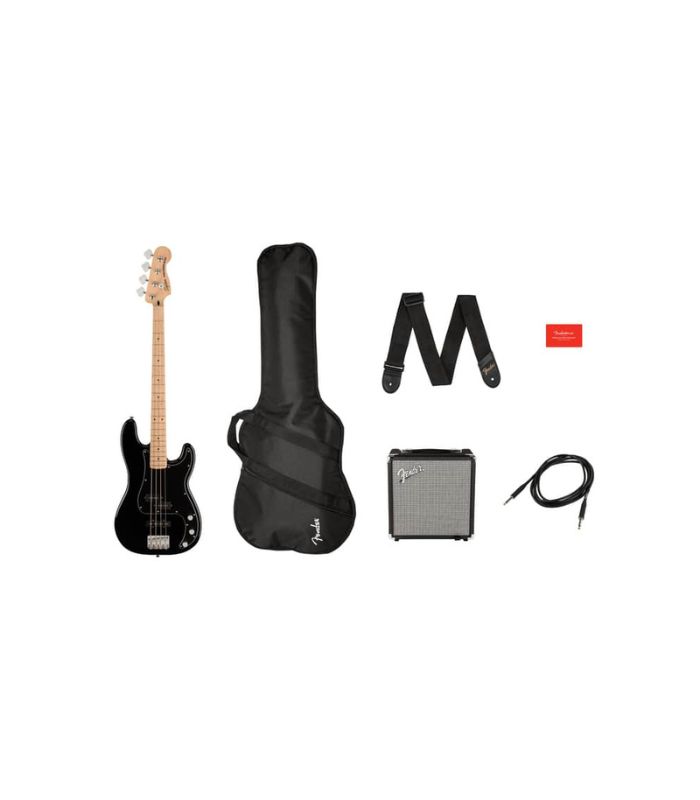 SQUIER 372981606 (6) Fender - SQUIER 372981606 Affinity Series™ Precision Bass® PJ Pack, Maple Fingerboard, Black, Gig Bag, Rumble 15 - 230V EU - Image 1